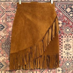 Vintage 100% Leather Fringe Wrap Skirt
